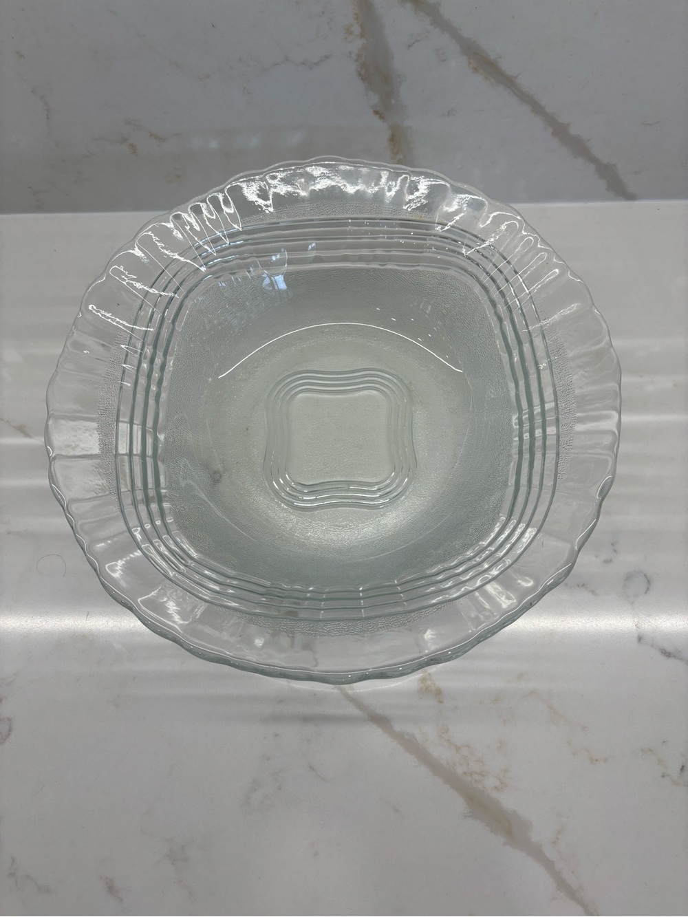 Vintage Wheaton Crystal Line Art Glass Serving Bowl Textured Clear Glass